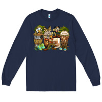 Navy safari cartoon characters coffee cups Long Sleeve Tee - Zillion Design Studio