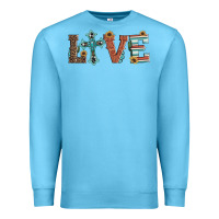 Ocean Blue western love with cross Premium Sweatshirt - Artiststas