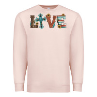 Pale Pink western love with cross Premium Sweatshirt - Artiststas