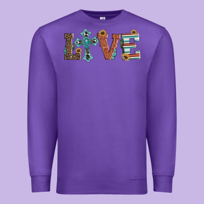Western Love With Cross Premium Sweatshirt Designed By Artiststas