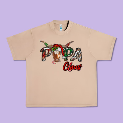 Urban Heavy Tee Papa Claus With Long Horn Western Christmas