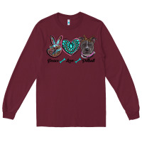 Burgundy peace love pitbull Long Sleeve Tee - RanaPortraitStore