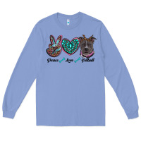 Colony Blue peace love pitbull Long Sleeve Tee - RanaPortraitStore