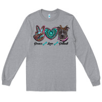 Heather Grey peace love pitbull Long Sleeve Tee - RanaPortraitStore
