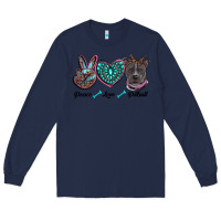Navy peace love pitbull Long Sleeve Tee - RanaPortraitStore