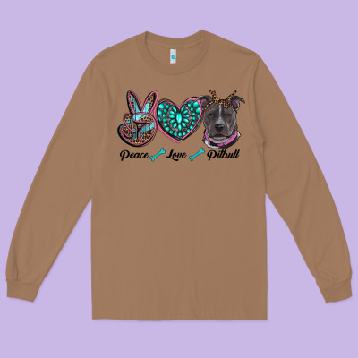 Peace Love Pitbull Long Sleeve Tee Designed By Ranaportraitstore