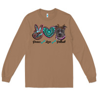 Toasted Coconut peace love pitbull Long Sleeve Tee - RanaPortraitStore