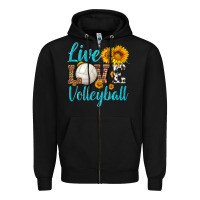 Black live love volleyball Zipper Hoodie - HRA Design Shop