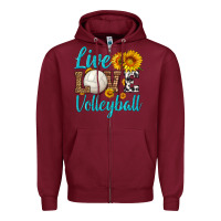 Burgundy live love volleyball Zipper Hoodie - HRA Design Shop