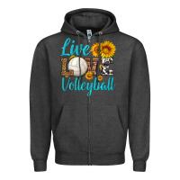 Charcoal Heather live love volleyball Zipper Hoodie - HRA Design Shop