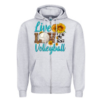 Heather Grey live love volleyball Zipper Hoodie - HRA Design Shop