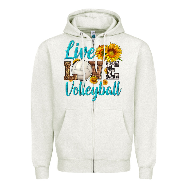 Live Love Volleyball Zipper Hoodie by HRA Design Shop | Teevron
