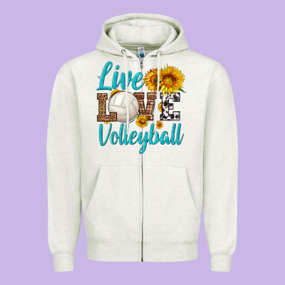 Live Love Volleyball Zipper Hoodie Designed By Hra Design Shop