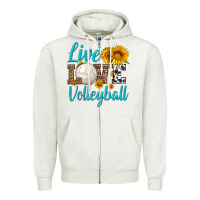 Oatmeal Heather live love volleyball Zipper Hoodie - HRA Design Shop