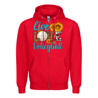 Red live love volleyball Zipper Hoodie - HRA Design Shop