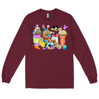 Burgundy easter cartoon characters coffee cups Long Sleeve Tee - Zillion Design Studio