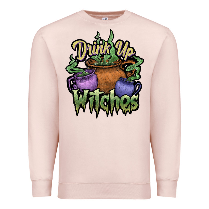 Drink Up Witches White Premium Sweatshirt by JahusDesignShop | Teevron
