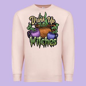 Drink Up Witches White Premium Sweatshirt Designed By Jahusdesignshop