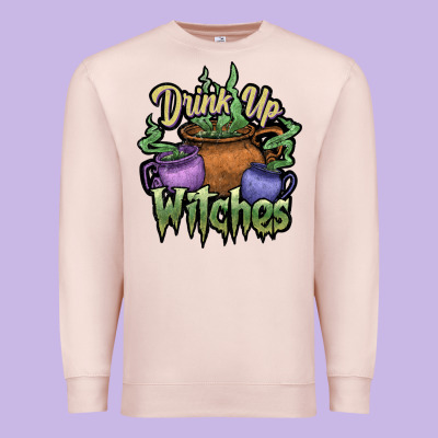 Drink Up Witches White Premium Sweatshirt Designed By Jahusdesignshop