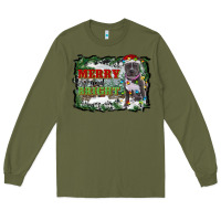 Army Green merry and bright pitbull with farm Long Sleeve Tee - RanaPortraitStore