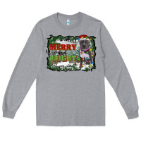Heather Grey merry and bright pitbull with farm Long Sleeve Tee - RanaPortraitStore