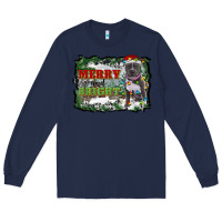 Navy merry and bright pitbull with farm Long Sleeve Tee - RanaPortraitStore