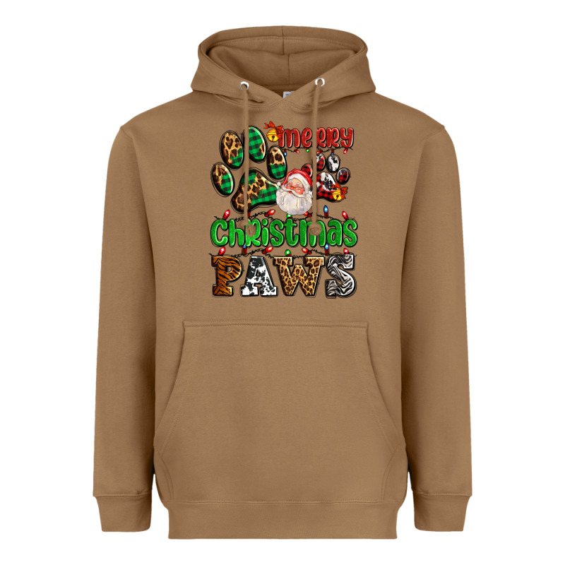 Merry Christmas Paws With Santa Heavyweight Hoodie by AdoDesignShop | Teevron