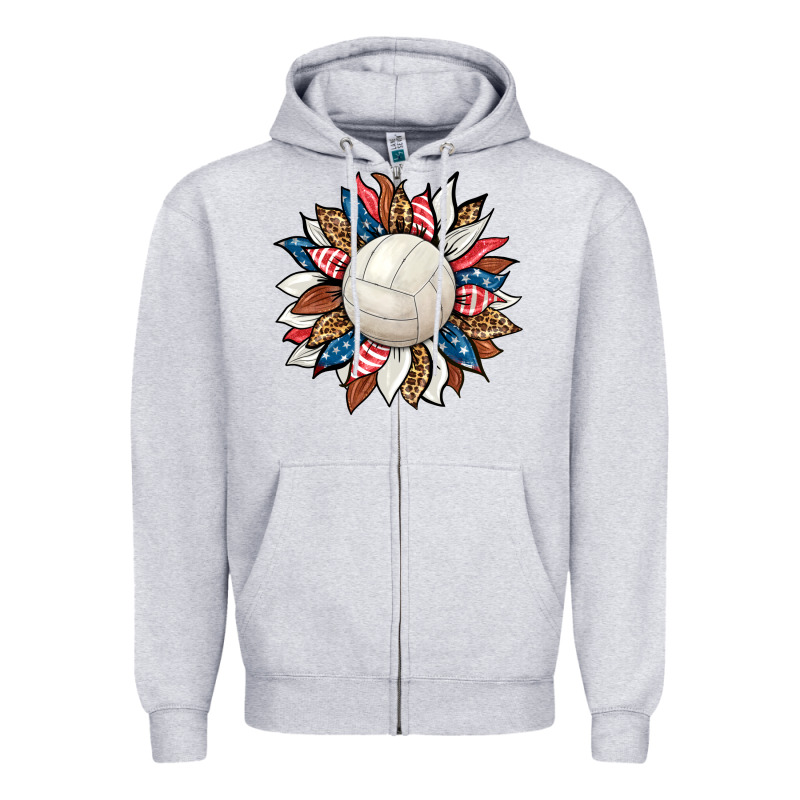 Volleyball Sunflower Zipper Hoodie by HRA Design Shop | Teevron