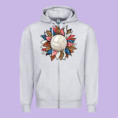Volleyball Sunflower Zipper Hoodie Designed By Hra Design Shop