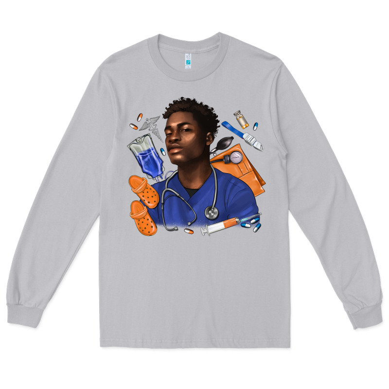 Afro Man Nurse Long Sleeve Tee by texasbilliewilder | Teevron