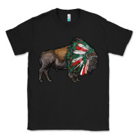 Black mexican bison with indian headdress Classic Tee - RanaPortraitStore
