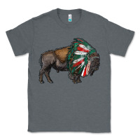 Charcoal Heather mexican bison with indian headdress Classic Tee - RanaPortraitStore
