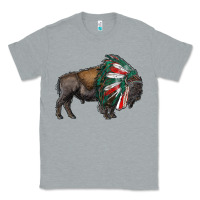 Heather Grey mexican bison with indian headdress Classic Tee - RanaPortraitStore