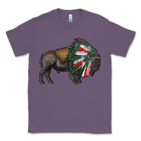 Lavender mexican bison with indian headdress Classic Tee - RanaPortraitStore