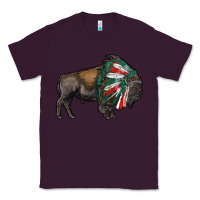 Plum mexican bison with indian headdress Classic Tee - RanaPortraitStore