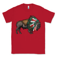 Red mexican bison with indian headdress Classic Tee - RanaPortraitStore