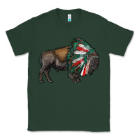 Sports Green mexican bison with indian headdress Classic Tee - RanaPortraitStore