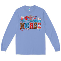 Colony Blue all american nurse Long Sleeve Tee - texasbilliewilder