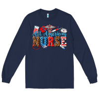 Navy all american nurse Long Sleeve Tee - texasbilliewilder