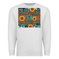 Oatmeal Heather cross gemstone and sunflower Premium Sweatshirt - Artiststas