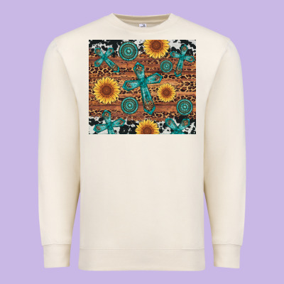 Cross Gemstone And Sunflower Premium Sweatshirt Designed By Artiststas