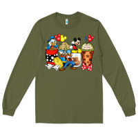 Army Green cartoon characters coffee cups Long Sleeve Tee - Zillion Design Studio