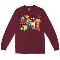Burgundy cartoon characters coffee cups Long Sleeve Tee - Zillion Design Studio