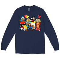 Navy cartoon characters coffee cups Long Sleeve Tee - Zillion Design Studio