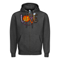Charcoal Heather love halloween Zipper Hoodie - CowhideDigitalArt