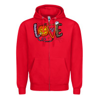 Red love halloween Zipper Hoodie - CowhideDigitalArt