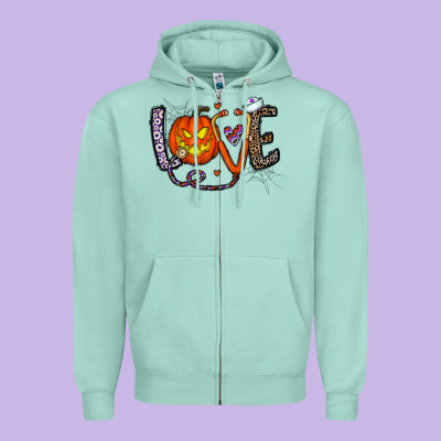 Love Halloween Zipper Hoodie Designed By Cowhidedigitalart