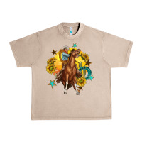 French Oak bucking horse with cowboy and sunflower Urban Heavy Tee - texasbilliewilder