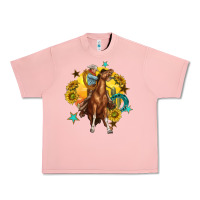 Salmon bucking horse with cowboy and sunflower Urban Heavy Tee - texasbilliewilder