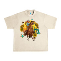 Sandshell bucking horse with cowboy and sunflower Urban Heavy Tee - texasbilliewilder